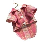 Chemise de luxe à carreaux pour chien, manteau classique, doux et respirant pour petits et grands chiens, chemise pour chat et animal de compagnie (rose, taille S)