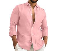 Chemise de luxe en satin pour homme - Tissu soyeux brillant, fermeture à boutons, manches longues, coupe ajustée, idéale pour les boîtes de nuit, les fêtes et les bals de fin d'année, Rouge, L