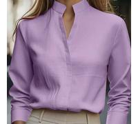Chemise de navetteur minimaliste de couleur unie à la mode européenne et américaine WangXin, design col en satin, chemisier élégant à manches longues et coupe slim, printemps L,M,S,XL,XSUnicolorePolye