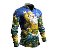 Chemise De Noël À Manches Longues Imprimée pour Homme Manches Longues Rouge Tee Shirt 3D Imprimer Pull De Noel Moche Cadeaux Noël Chic Chemisette Mode Vetement sans Repassage Coupe Classique Chemise