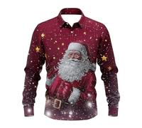 Chemise de Noël amusante pour homme, coupe ajustée, élégante | Chemise de Noël avec impression 3D Funky Xmas - Tenue de Noël - Chemise de Noël laide - Chemise de fête de Noël