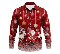 Chemise de Noël amusante pour homme, coupe ajustée, élégante | Chemise de Noël avec impression 3D Funky Xmas - Tenue de Noël - Chemise de Noël laide - Chemise de fête de Noël
