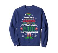 Chemise de Noël Amusante pour Professeur de mathématiques Sweatshirt, Unisexe pour Adultes, Bleu Marine, M