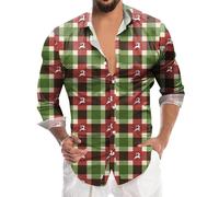 Chemise De Noël - Chemise De Noel pour Homme Haut de Chemise à Manches Longues avec imprimé numérique en 3D pour Hommes (Army Green XXL)