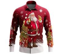 Chemise De NoëL, Chemise d'hiver à Imprimé Animal pour Une Tenue Casual Et Festive AdaptéE à La Saison Automne Hiver Moderne Et Confort Quotidien