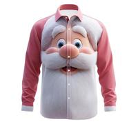 Chemise de Noel Homme, Chemise Imprimée À Manches Longues pour Les Fêtes Boutonnée Confortable Et Décontractée Idéale pour Une Soirée (XL)