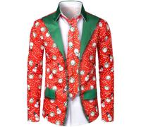 Chemise de Noel Homme Manches Longues Rouge Tee Shirt 3D Imprimer Pull de Noel Moche Noël Moche Chemisette Vetement sans Repassage Blouse De Travail à Rever Classique Haut (M-A, XXL)