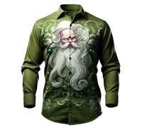 Chemise de Noël humoristique à manches longues pour homme avec motif de Noël imprimé Ugly Chemises de Noël respirantes Merry Christmas Chemise à manches longues en coton pour fête de Noël, A07-vert