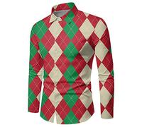 Chemise De Noel pour Homme Chemise Chaude Tenue Noel, Chemises Taille Fine Décontracté Mode Simple Shirt Homme Motif 3D Funky Noël Manches Longues Hauts Button Down pour Fête Festive