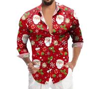 Chemise De NoëL pour Homme, Haut De Chemise Homme à Manches Longues Imprimé NuméRique 3D PèRe NoëL Style Moderne Et éLéGant pour Occasions DéContractéEs Et Professionnelles