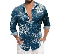 Chemise De NoëL pour Homme, Haut De Chemise Homme à Manches Longues Imprimé NuméRique 3D PèRe NoëL Style Moderne Et éLéGant pour Occasions DéContractéEs Et Professionnelles
