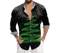 Chemise De NoëL pour Homme, Haut De Chemise Homme à Manches Longues Imprimé NuméRique 3D PèRe NoëL Style Moderne Et éLéGant pour Occasions DéContractéEs Et Professionnelles