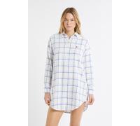 Chemise de nuit à carreaux en coton - Willy - L - Bleu - Femme - Etam