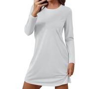 Chemise de nuit à col rond et imprimé cœur, manches courtes, bleue, pour femme, chemises de nuit et chemises de nuit (femme) haut d'été pour femme, Blanc., XXL