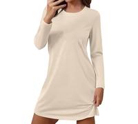 Chemise de nuit à col rond et imprimé cœur, manches courtes, bleue, pour femme, chemises de nuit et chemises de nuit (femme) haut d'été pour femme, beige, XL
