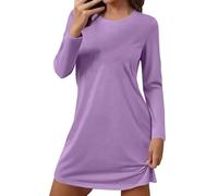 Chemise de nuit à col rond et imprimé cœur, manches courtes, bleue, pour femme, chemises de nuit et chemises de nuit (femme) haut d'été pour femme, Violet clair, XL