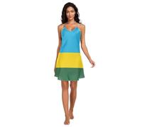 Chemise de nuit à enfiler avec motif drapeau du Rwanda pour femme, chemise de nuit sans manches à col en V pour femme, taille S, Drapeau du Rwanda, XXL