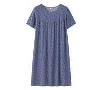 Chemise de nuit à manches courtes en coton pour femme - Col rond - Robe de plage - Pour les personnes âgées - Douce - Nuisette d'été - Lounge - Chemise de nuit d'été ample