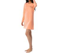 Chemise de nuit à manches longues pour femme, jersey simple doux 100 % coton, avec motif Good Night, abricot, L