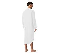 Chemise de nuit à manches longues pour homme - Blanche - Avec boutonnière - Col montant - Vêtement de nuit - Poche poitrine - Chemise de nuit - Chemise de nuit - Haut de pyjama uni - Vêtement