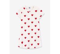 Petit Bateau Chemise de Nuit Manches Courtes Fille, Blanc Marshmallow/Rouge Terkuit, 3 Ans