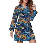 Chemise de nuit courte pour femme - Imprimé dauphin cochon tortue à manches longues pour femme, Style-30, XL
