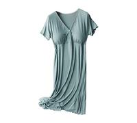 Chemise de nuit d'allaitement à manches courtes pour femme, chemise de nuit d'allaitement douce pour la grossesse, chemise de nuit rembourrée à boutons, vêtement de détente confortable, Vert, 3XL