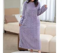 Chemise de nuit décontractée en polaire corail pour femme avec tissu confortable, adaptée pour une utilisation toute l'année (taille unique, violet)