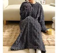 Chemise de nuit décontractée en polaire corail pour femme mi-longue avec tissu confortable, adaptée pour une utilisation toute l'année (taille unique, noir)