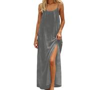 Chemise de nuit élégante 2026 pour des heures confortables à la maison - Chemise de nuit douce et ample avec dos sans bretelles style prêt à l'emploi, gris, S