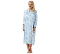 Chemise de nuit en coton brossé pour femme, bleu, 16-18