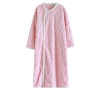 Chemise de nuit en flanelle pour femme - Long vêtement de détente - Pour l'hiver - Chaud - Peignoir moelleux - Confortable - Peluche douce - Vêtement de nuit élégant - Robe de bain, sauna, maison