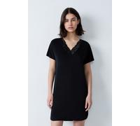 Chemise de nuit en modal décolleté dentelle - Josephine - L - Black - Femme - Etam