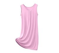 Chemise de Nuit En Modal Sans Manches Pour Femme - VêTement De DéTente Ample Et DéContracté - Robe De Nuit Douce à Col Rond - Pyjama Respirant Pour Chambre à Coucher, Maison, éTé, Voyage, Xl-8Xl