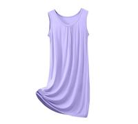 Chemise de nuit en modal sans manches pour femme - Vêtement de détente ample et décontracté - Robe de nuit douce à col rond - Pyjama respirant pour chambre à coucher, maison, été, voyage, XL-8XL