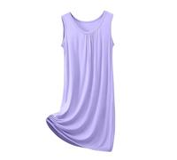 Chemise de Nuit En Modal Sans Manches Pour Femme - VêTement De DéTente Ample Et DéContracté - Robe De Nuit Douce à Col Rond - Pyjama Respirant Pour Chambre à Coucher, Maison, éTé, Voyage, Xl-8Xl