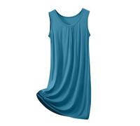 Chemise de nuit en modal sans manches pour femme - Vêtement de détente ample et décontracté - Robe de nuit douce à col rond - Pyjama respirant pour chambre à coucher, maison, été, voyage, XL-8XL, Vert