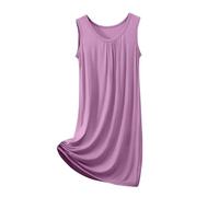 Chemise de Nuit En Modal Sans Manches Pour Femme - VêTement De DéTente Ample Et DéContracté - Robe De Nuit Douce à Col Rond - Pyjama Respirant Pour Chambre à Coucher, Maison, éTé, Voyage, Xl-8Xl