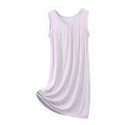 Chemise de nuit en modal sans manches pour femme - Vêtement de détente ample et décontracté - Robe de nuit douce à col rond - Pyjama respirant pour chambre à coucher, maison, été, voyage, XL-8XL