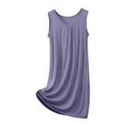 Chemise de nuit en modal sans manches pour femme - Vêtement de détente ample et décontracté - Robe de nuit douce à col rond - Pyjama respirant pour chambre à coucher, maison, été, voyage, XL-8XL, gris