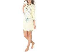 Chemise de Nuit Femme 100% Coton Manches Longues Butoun
