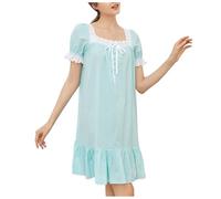 Chemise de Nuit Femme Chemises Bretelles Croisées Nuisettes Poches Poitrine Pratiques Robes Coton Respirant Pyjamas Tenue Décontractée Confy Lingeries Taille Lastique Confort pour Loisirs Maison