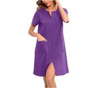 Chemise De Nuit Femme Coton Été - Nuisette Cotton L’été - Robe De Pyjama Décontractée - Dress Ample - Manche Courte - Femme - Vêtement De Détente Antistatique - Fond De Robe Blanc