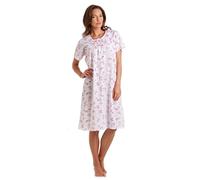 Chemise de nuit femme en polycoton floral à manches courtes par Lady Olga, tailles 10 à 32, rose, 42-44
