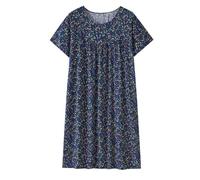 Chemise De Nuit Femme Été Manches Courtes Ample Coton Et Polyester Maison Nuit Chic Maison Nuit Vacances Île Graphique Port Facile Restaurant Casual Chaleureuse Toucher Doux Tombé Jour Bleu Marine Tu