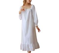 Chemise De Nuit Femme Longue,Chemise De Nuit Femme Grande Taille À Manches Longues Robe Chic Et Elegant Style FrançAis RéTro Sweet Princesse Pyjamas Victorienne LéGer VêTements