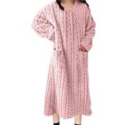 Chemise de Nuit Femme Longue Hiver Pyjama Polaire Douce Robe de Chambre Femme Pyjama Stitch Chaude Doux Microfibre Douce et Épaisse Flanelle Chaude en Peluche Loungewear Vêtements D'intérieur