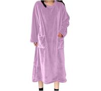 Chemise de Nuit Femme Longue Hiver Pyjama Polaire Douce Robe de Chambre Femme Pyjama Stitch Chaude Doux Microfibre Douce et Épaisse Flanelle Chaude en Peluche Loungewear Vêtements D'intérieur