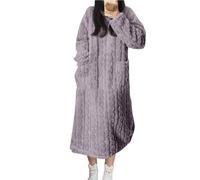Chemise de Nuit Femme Longue Hiver Pyjama Polaire Douce Robe de Chambre Femme Pyjama Stitch Chaude Doux Microfibre Douce et Épaisse Flanelle Chaude en Peluche Loungewear Vêtements D'intérieur