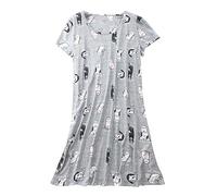 Chemise de Nuit Femme Manches Courtes Robe de Nuit Grande Taille Casual Vêtements de Nuit en Coton Doux T Shirt de Nuit Col Rond Léger Pyjamas Nuisett à Chemise de Nuit Femme